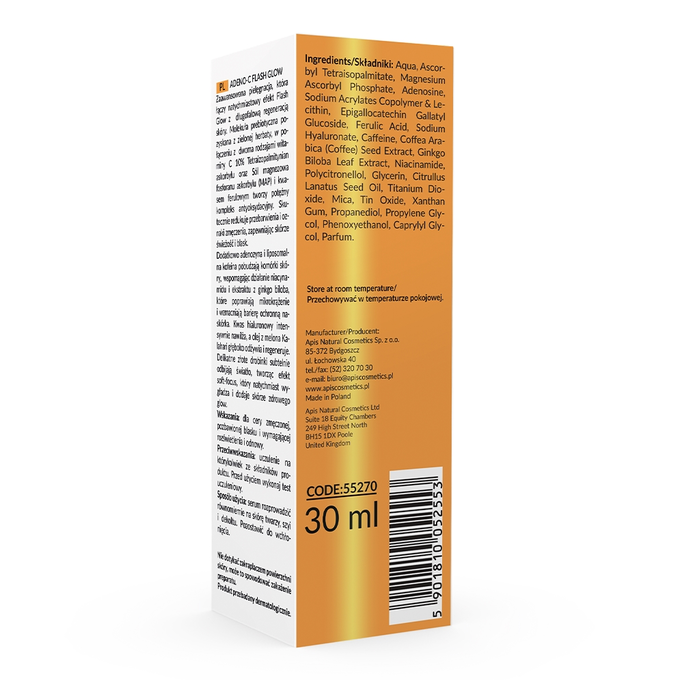 Apis Adeno-C Flash Glow Home Terapis Rozświetlające Serum Do Twarzy Z Witaminą C I Kwasem Ferulowym / 30ml